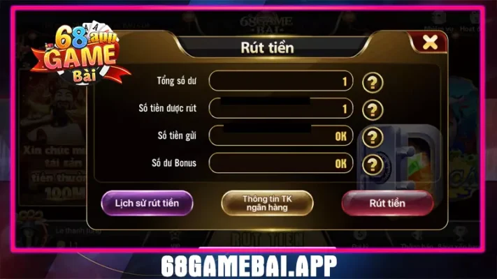 điền thông tin rút tiền 68 game bài