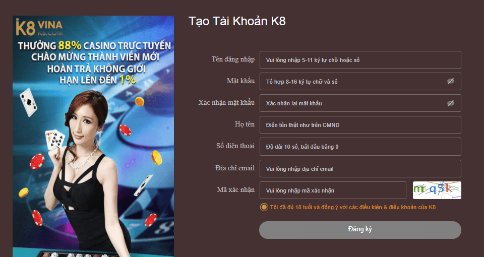 Tạo lập tài khoản K8