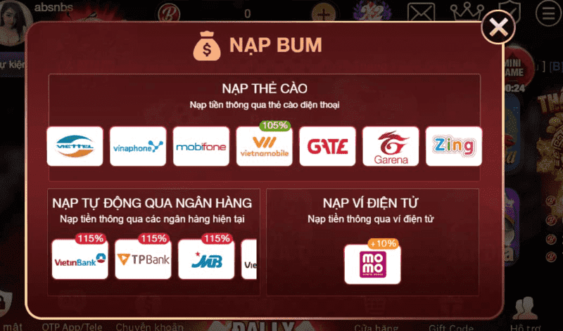 Nạp Rút tại Bum68 vô cùng đơn giản