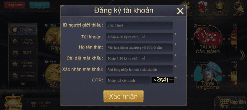 Đăng ký tham gia game bài Cfun 68 đơn giản