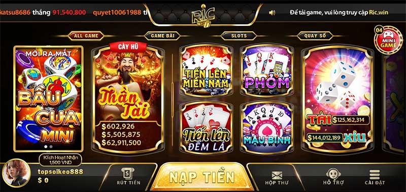 Game bài hấp dẫn tại Ric Win