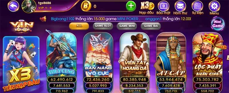 Hệ sinh thái tựa game tại Vin68 Club đa dạng