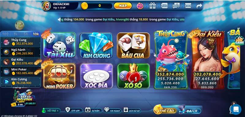 Giao diện thiết kế cổng game Vinh club