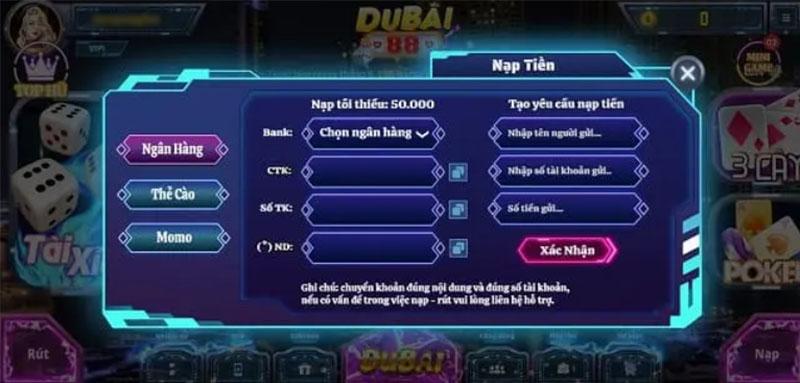 Nạp Tiền Vào Dubai88