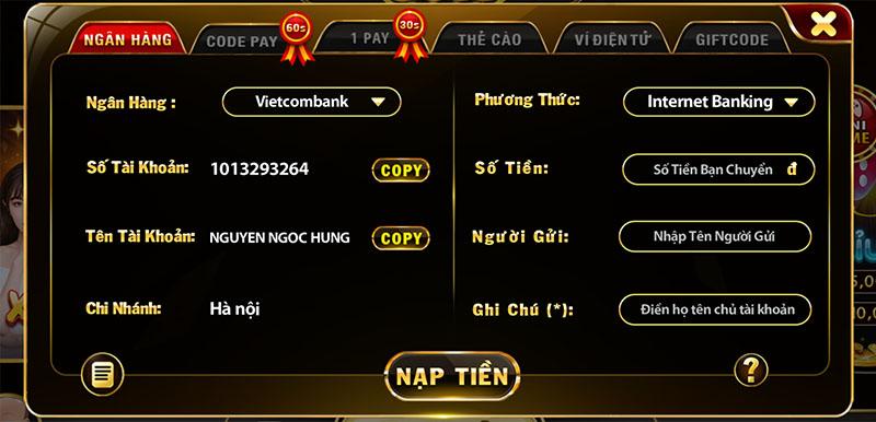 Cách nạp tiền Kingone Win