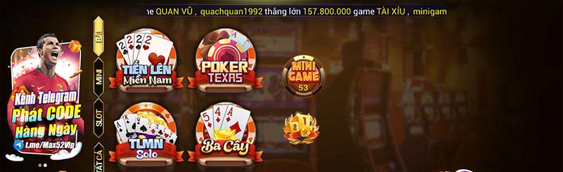 Sảnh game bài phổ biến