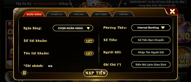 Nạp Qua Tài Khoản Ngân Hàng