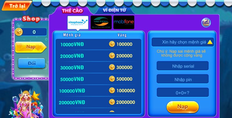 các bước nạp tiền vào để trải nghiệm game cược tài xỉu cực đơn giản