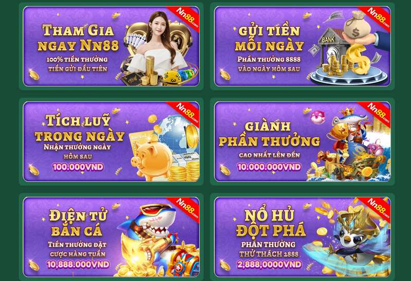 NN88 thường xuyên mang tới cho game thủ nhiều khuyến mãi khủng 