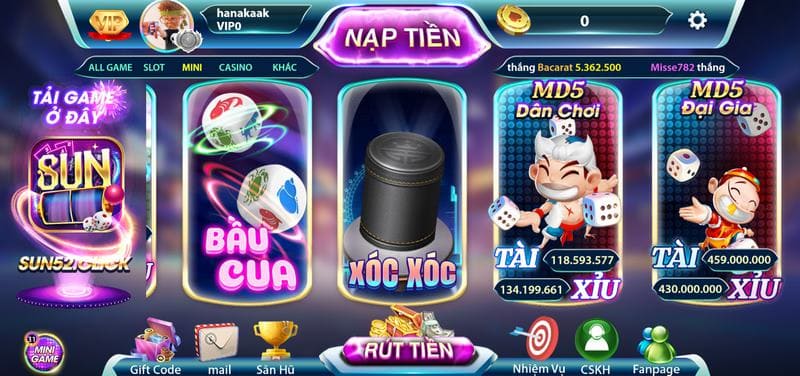 Kho game mini có đa dạng những cái tên đang HOT